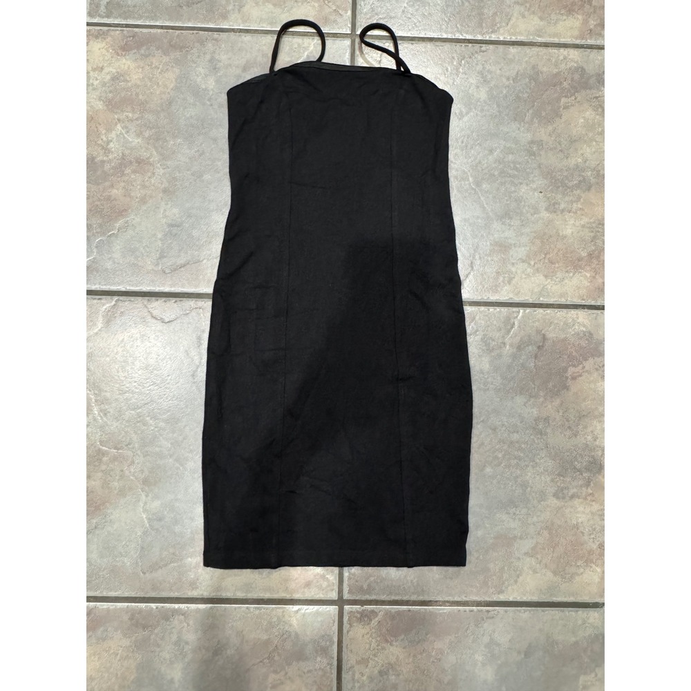 Forever 21 Black Bodycon Mini Dress Spaghetti Strap Square Neck Size Medium